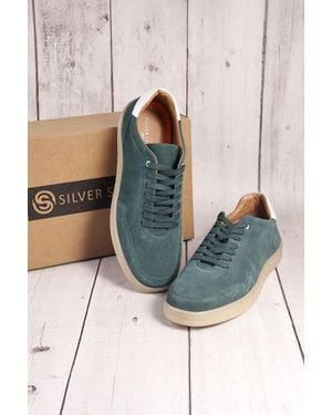 Silver Street London Lucano Suede Leather Casual Trainers - Green