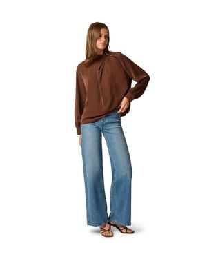 Adrianna Papell Draped Neck Blouse - Blue