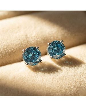 Harfi Aquamarine Moissanite Crystal Sterling Earrings - Blue