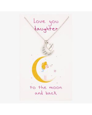 T.H.Baker Sentiments Daughter Moon & Love Heart Pendant 17393 - Pink