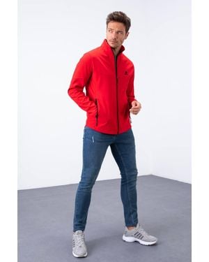 TOMMY LIFE Solid Scuba Zip-Front Jacket - Red