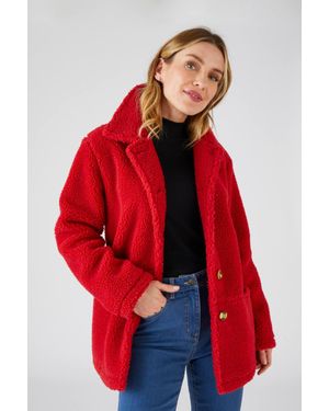DAMART Sherpa Button-Through Fleece - Red