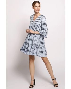 Cutie London Pale Spot Tiered Smock Dress - Blue