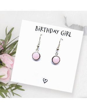 Aye Do Gifts Birthstone Earrings & Birthday Card - White