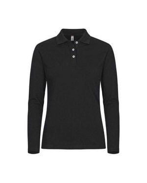 Clique Premium Stretch Long-Sleeved Polo Shirt - Black