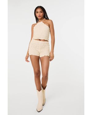 Pink Vanilla Shirred Micro Shorts - Natural