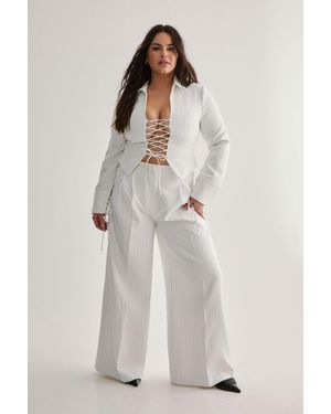 Nasty Gal Plus Tailored Pinstripe Trouser - White
