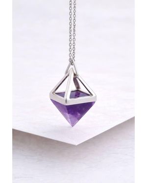 Otis Jaxon London Geometric Multi Gemstone Pyramid Necklace - Purple