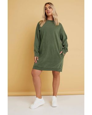 Yours Crew Neck Sweatshirt Dress - Green