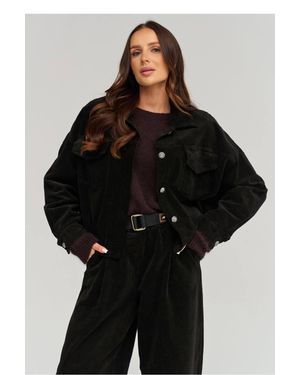 Love Lace Everyday Cotton Collared Cord Jacket - Black