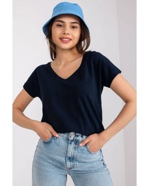 KDMD Heart Neck Short Sleeve T-Shirt For Every Day - Blue