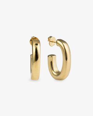 Denise Pacini - Bold Collection Mia Chunky J-Hoop Statement Earrings - Metallic