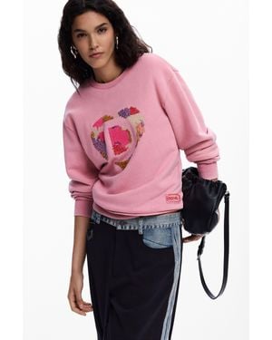 Desigual Sweat-Shirt Avec Logo Et Perles - Rose