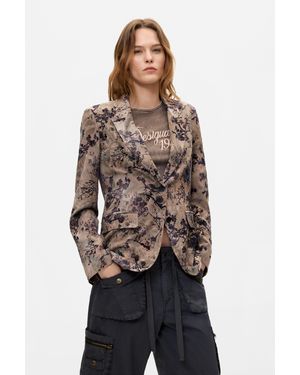 Desigual Blazer Floccato, Donna, Poliestere, Nero