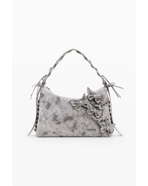 Desigual Grand Sac À Fleurs, Polyuréthane, Noir - Gris
