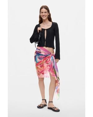 Desigual Foulard Disegnato Da Mr. Christian Lacroix, Poliestere, Rosso - Rosa