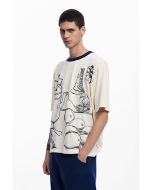 Desigual T-Shirt À Manches Courtes Nature Morte - Blanc