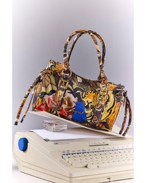 Desigual Borsa Media Stampata M C Lacroix, Cotone, Marrone - Grigio