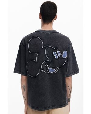 Desigual T-Shirt En Denim Mickey Mouse - Bleu