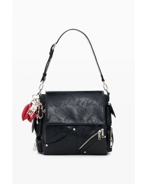 Desigual Zaino Piccolo Effetto Pelle, Poliuretano, Nero