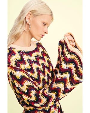 Desigual Pull Crochet Zig Zag, Vert
