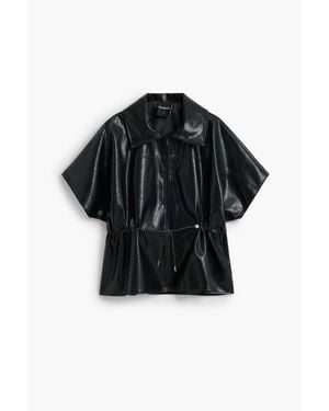 Desigual Poncho Effetto Pelle, Donna, Poliuretano, Nero