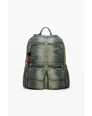 Desigual Grand Sac À Dos En Denim Combiné - Vert