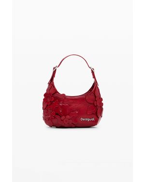 Desigual Petit Sac À Main Avec Appliques De Fleurs Brillantes - Rouge