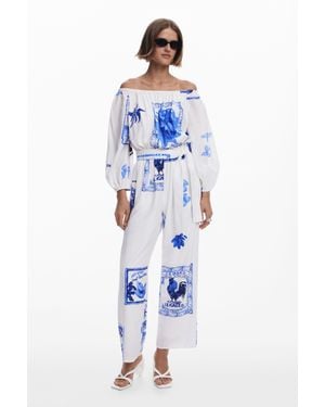Desigual Combinaison Imprimée Cartes Postales - Bleu