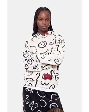Desigual Felpa Stampata 100% Cotone, Donna, Cotone - Bianco