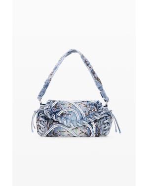 Desigual Borsa Grande Ricamata, Cotone, Blu