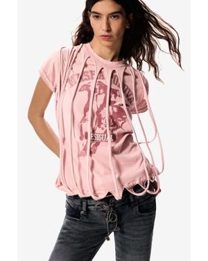 Desigual T-Shirt A Maniche Corte Masha Popova, Donna, Cotone, Rosso