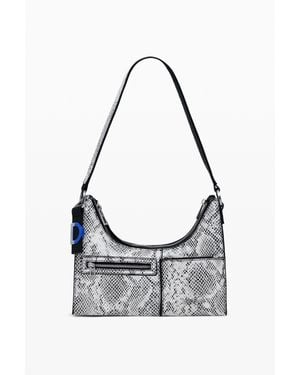 Desigual Petit Sac Bicolore Amovible, Femme, Polyuréthane, Noir - Blanc