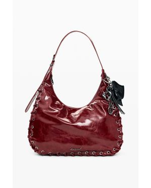 Desigual Borsa Grande Effetto Pelle, Donna, Poliuretano, Rosso