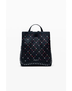 Desigual Petit Sac À Dos Ajouré Avec Clous - Bleu