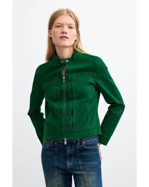 Desigual Veste Courte Effet Cuir, Polyuréthane, Vert