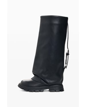 Desigual Stivali Alti Effetto Pelle, Donna, Poliuretano, Nero