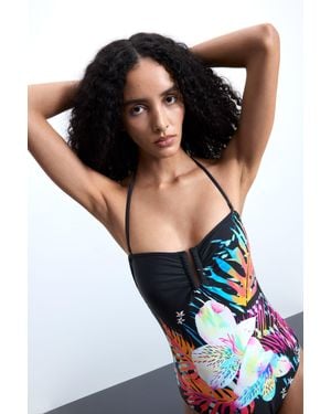 Desigual Costume Da Bagno Tropicale, Nero
