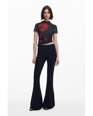 Desigual Pantalon Évasé À Fleurs Tyler Mcgillivary - Bleu