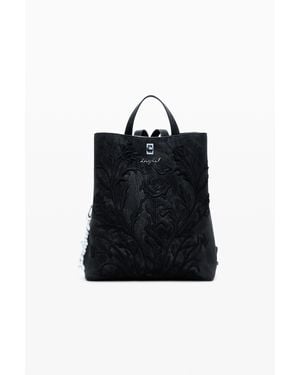 Desigual Petit Sac À Dos À Fleurs Effet 3D - Noir