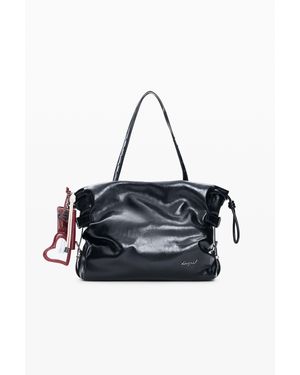 Desigual Borsa Shopping Grande, Poliuretano, Nero