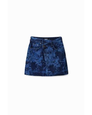 Desigual Mini-Jupe En Jean Tropicale - Bleu