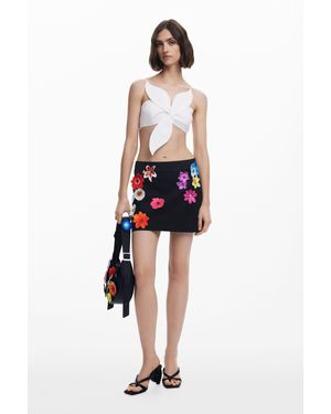 Desigual Jupe Mini Fleurs Tyler Mcgillivary - Noir