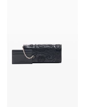 Desigual Portafoglio Lungo Grande, Poliuretano, Nero