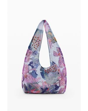 Desigual Borsa Disegnata Da Mr. Christian Lacroix, Poliestere, Rosso - Viola