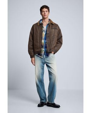 Desigual Veste Matelassée Effet Cuir, Homme, Marron - Bleu