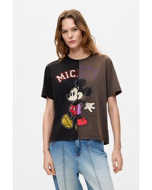 Desigual T-Shirt Mickey Disney 100% Cotone, Donna, Cotone, Nero