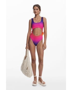 Desigual Maillot De Bain Cut-Out Tie-Dye - Rose