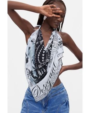 Desigual Foulard Triangulaire, Viscose, Noir