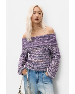 Desigual Pull En Maille Fine, Femme, Rouge - Bleu